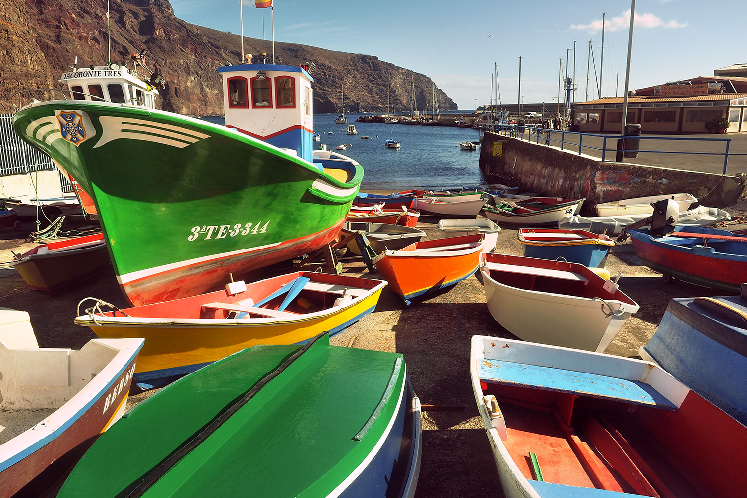 Puerto de Vueltas: Boote . Valle Gran Rey . La Gomera . Kanarische Inseln 2018 (Foto: Andreas Kuhrt)