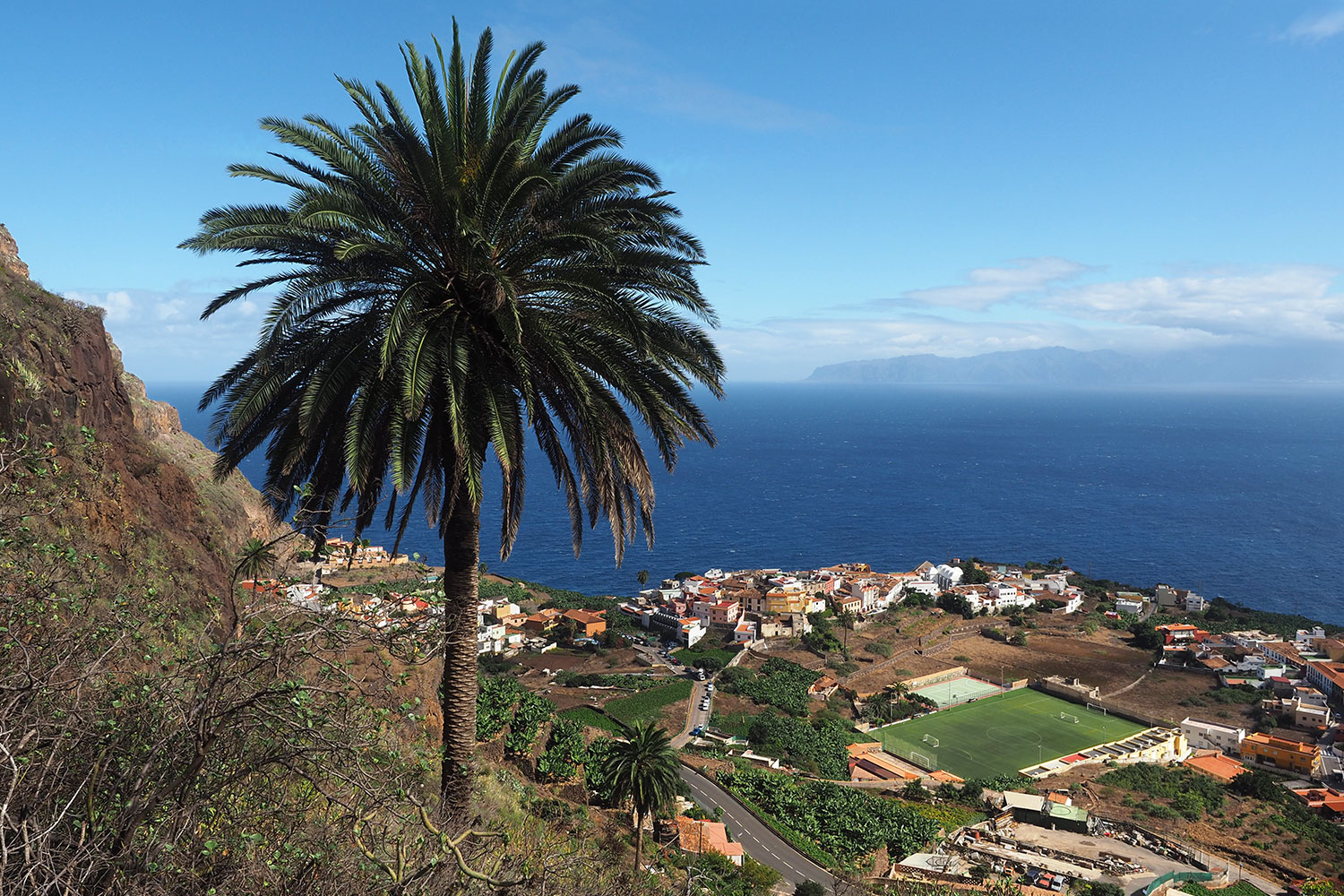 Blick vom Camino de los Pasos nach Agulo . La Gomera . Kanarische Inseln 2018 (Foto: Andreas Kuhrt)