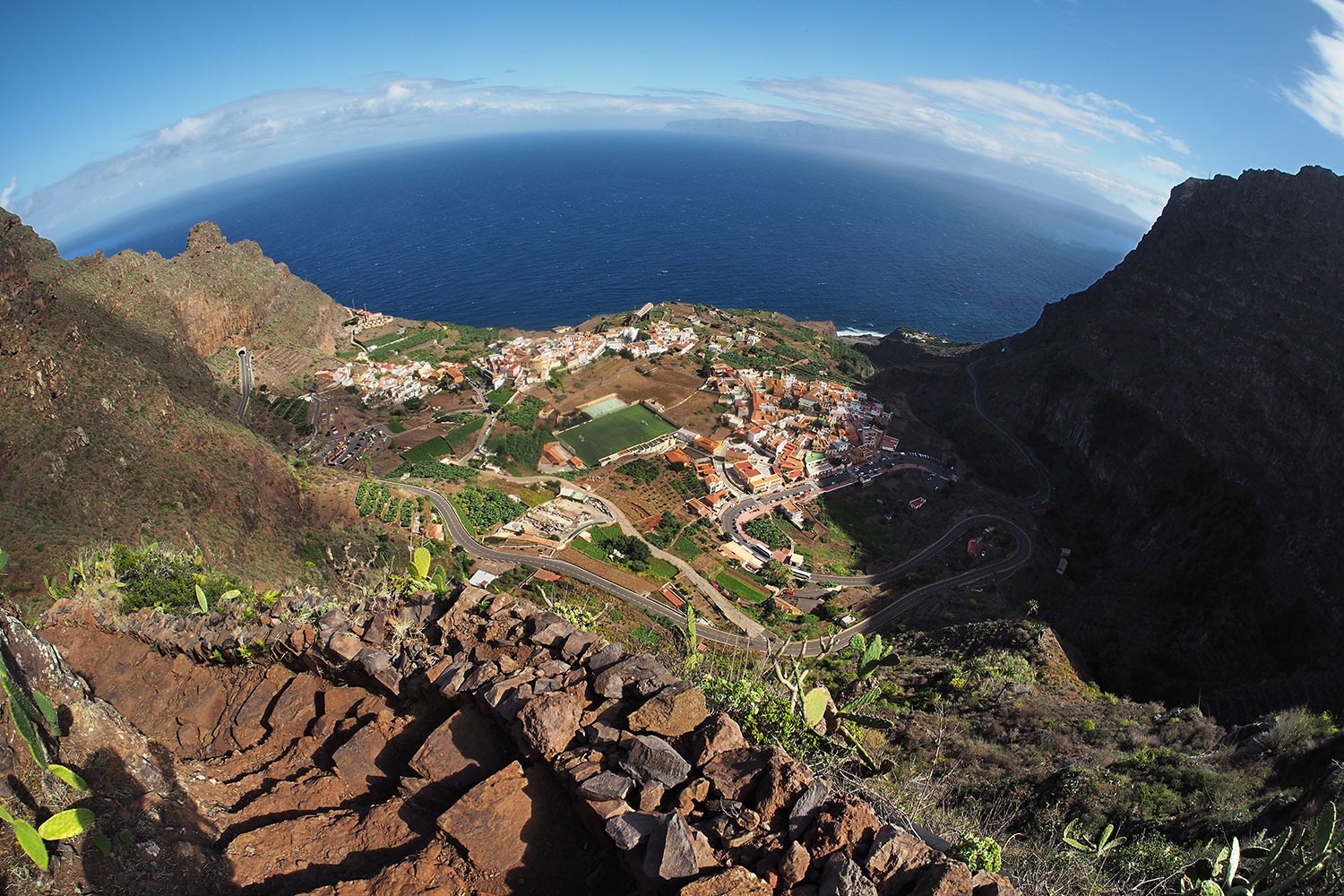 Blick vom Camino de los Pasos nach Agulo . La Gomera . Kanarische Inseln 2018 (Foto: Andreas Kuhrt)