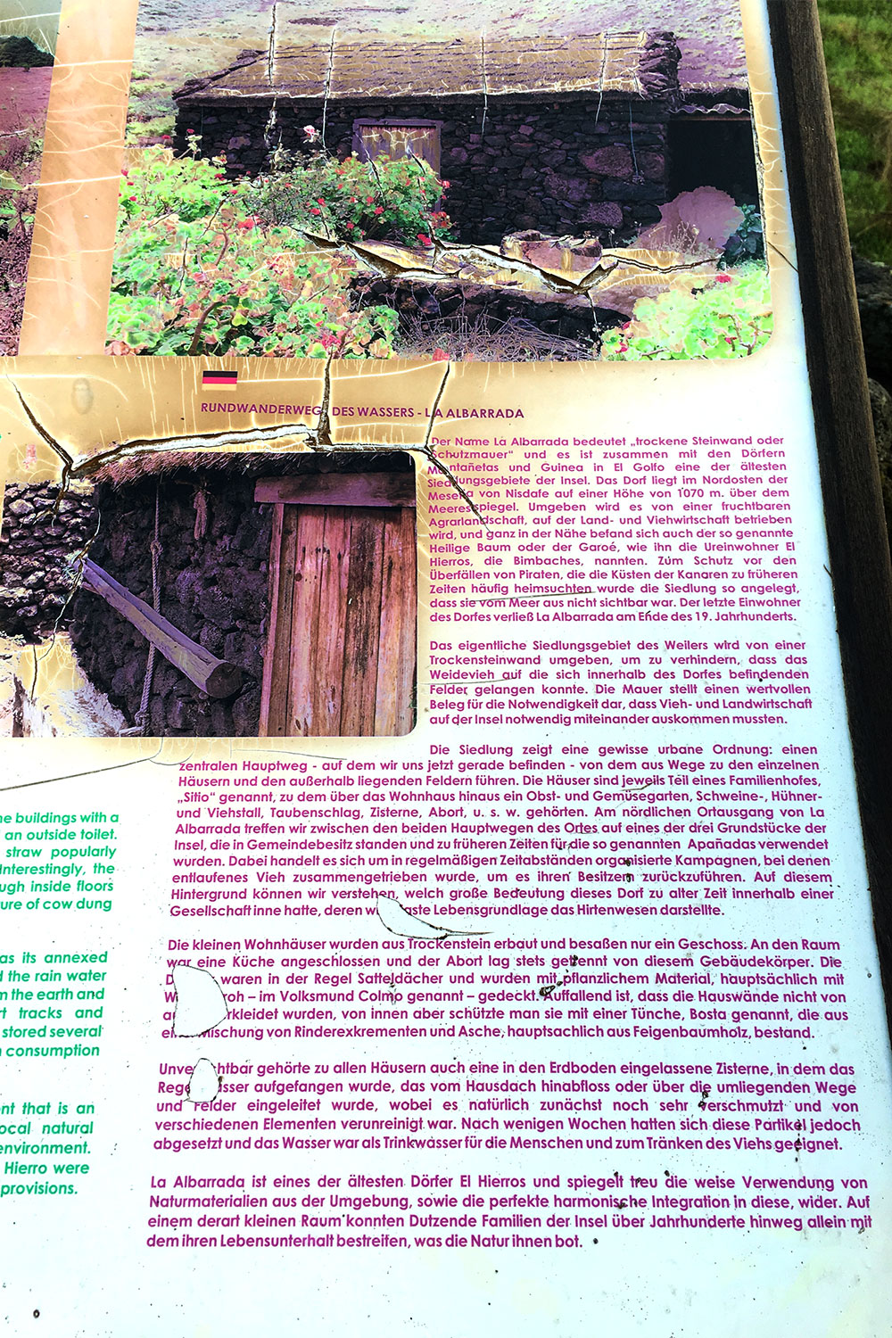 Infotafel La Albarrada . El Hierro . Kanarische Inseln 2018 (Foto: Manuela Hahnebach)