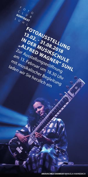 MusikFoto (Flyer) . Fotoclub-Kontrast-Ausstellung 2018 . Musikschule Suhl (Foto: Manuela Hahnebach, Gestaltung: Andreas Kuhrt)