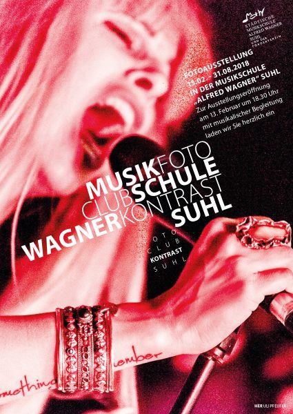 MusikFoto (Plakat) . Fotoclub-Kontrast-Ausstellung 2018 . Musikschule Suhl (Foto: Uli Pfeufer, Gestaltung: Andreas Kuhrt)