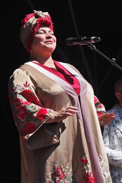 Rudolstadt-Festival 2019: Hudaki Village Band: Kateryna Yarynych (Foto: Andreas Kuhrt)