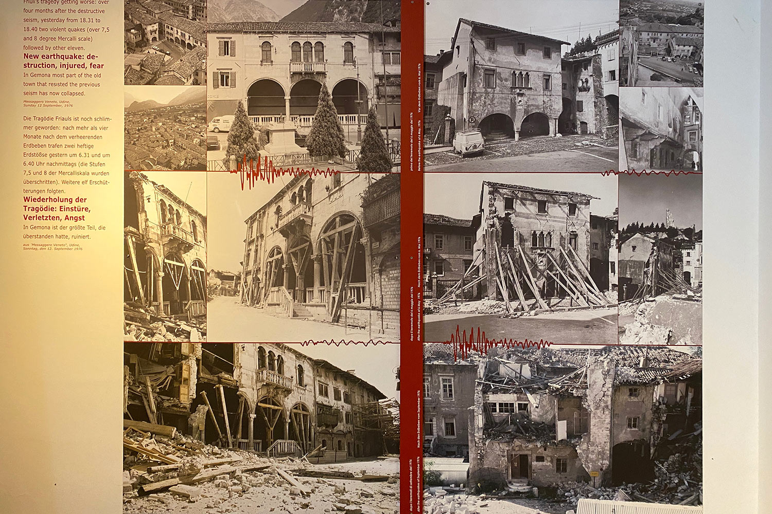 Tour Friaul 2023: Gemona: Ausstellung "1976 Frammenti di Memoria" (Foto: Andreas Kuhrt)