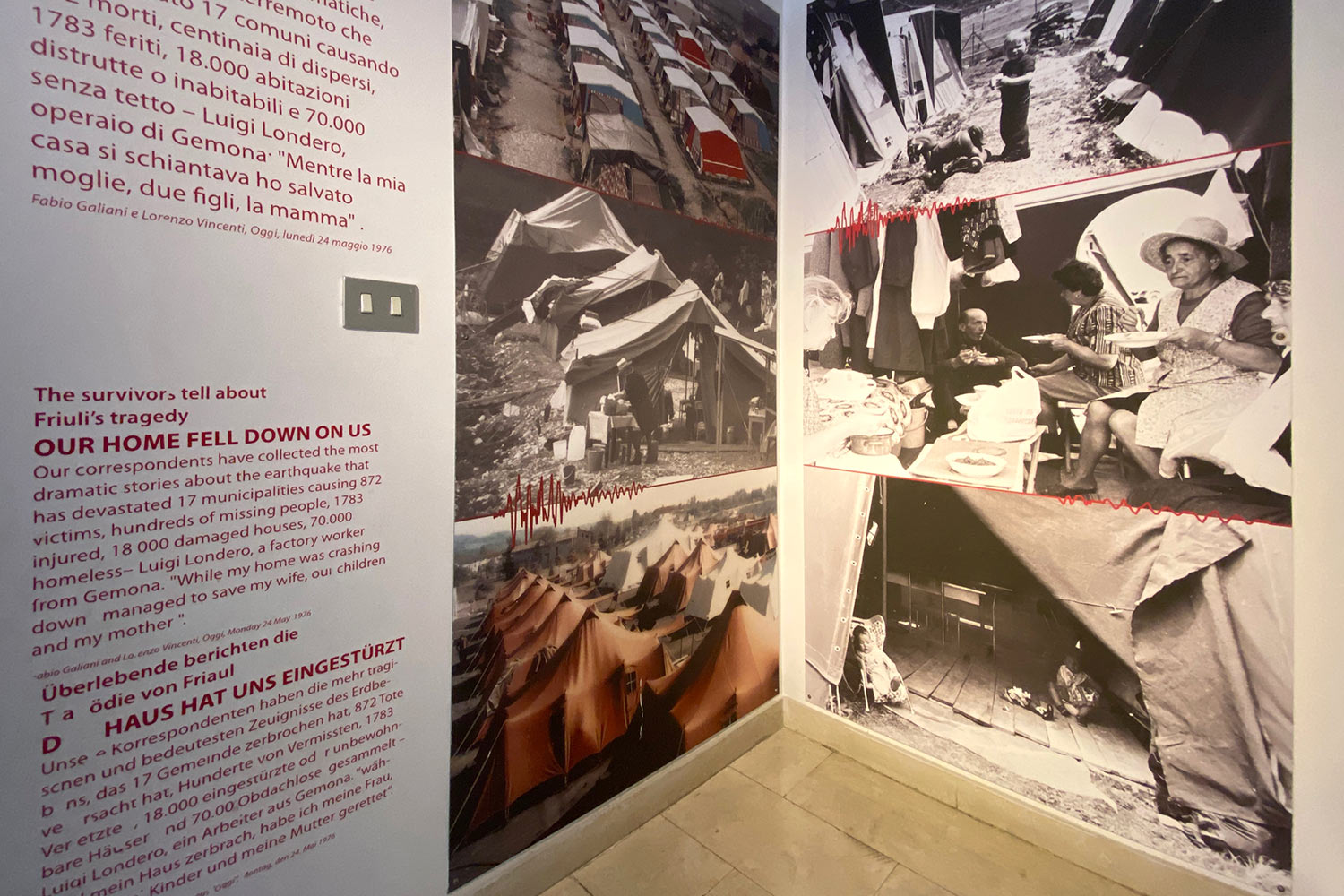 Tour Friaul 2023: Gemona: Ausstellung "1976 Frammenti di Memoria" (Foto: Andreas Kuhrt)