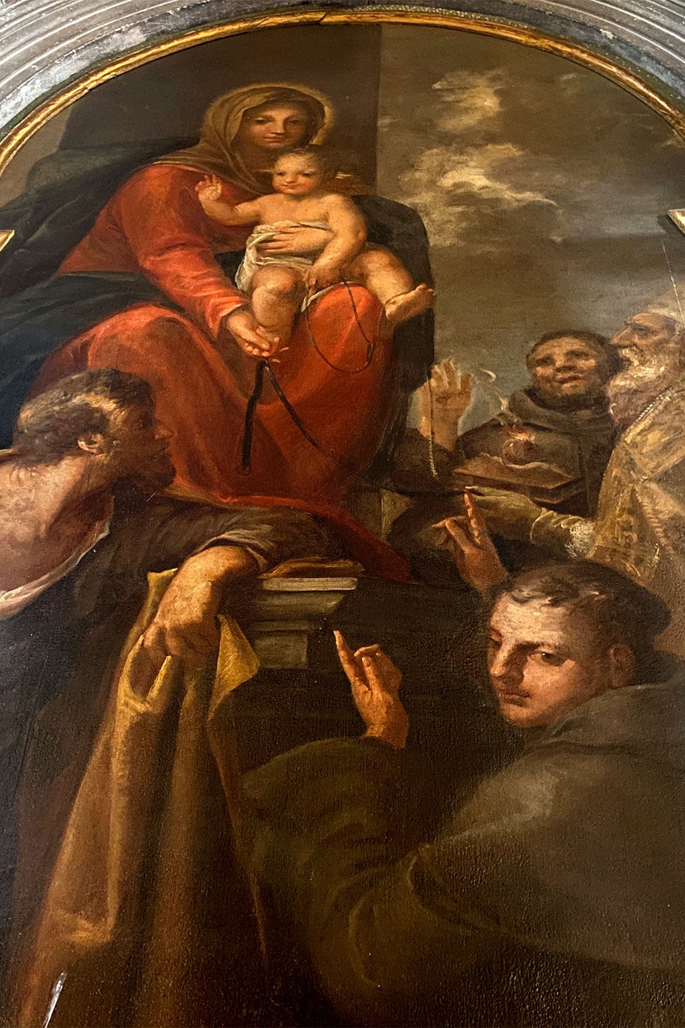 Tour Friaul 2023: Muggia: Kirche San Francesco: Altarbild Madonna della Cintola, Pietro Liberi, 17. Jh. (Foto: Andreas Kuhrt)