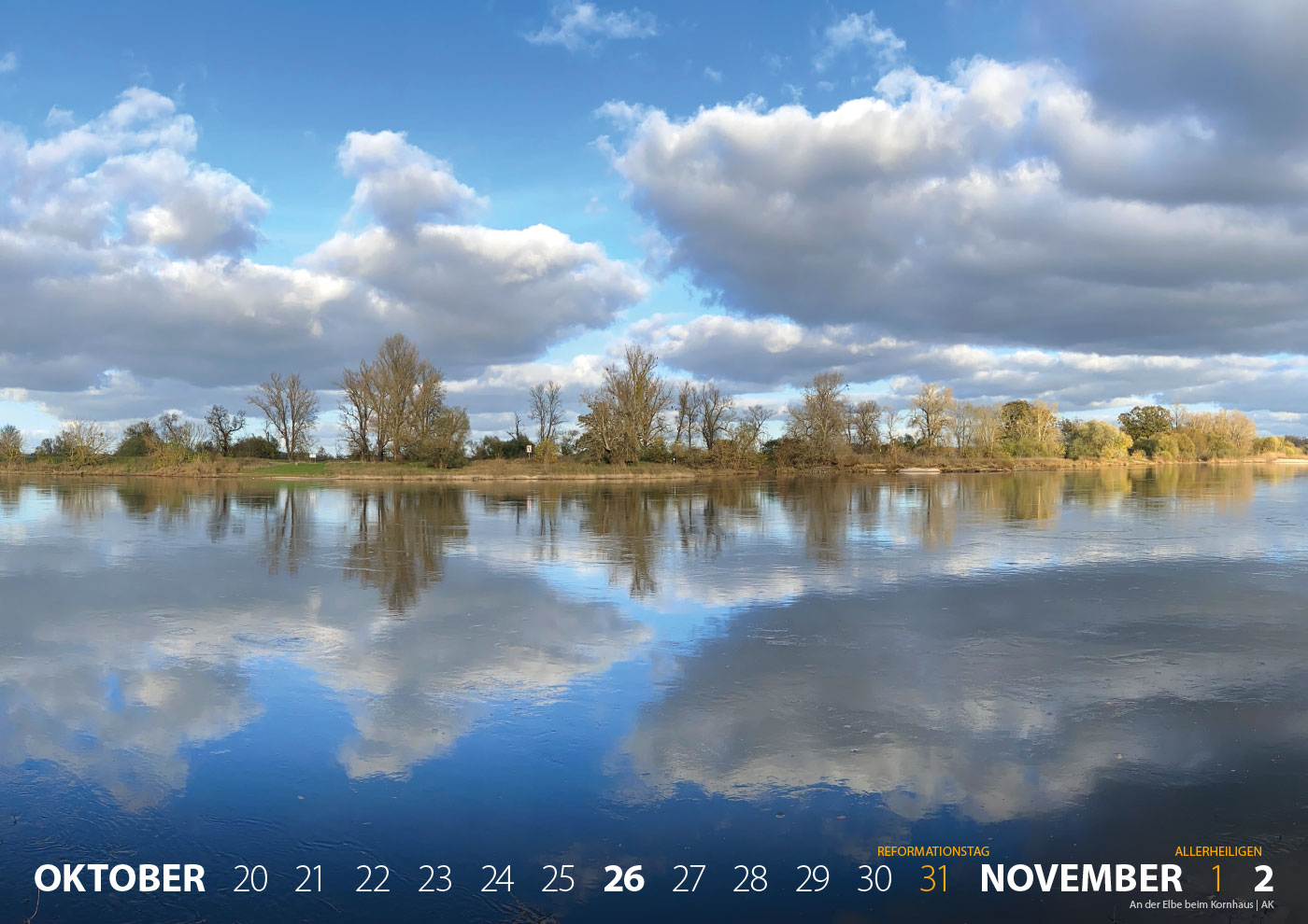 Fotokalender 2025: bauhaus + dessau: Elbe beim Kornhaus (Foto/Gestaltung: Andreas Kuhrt)