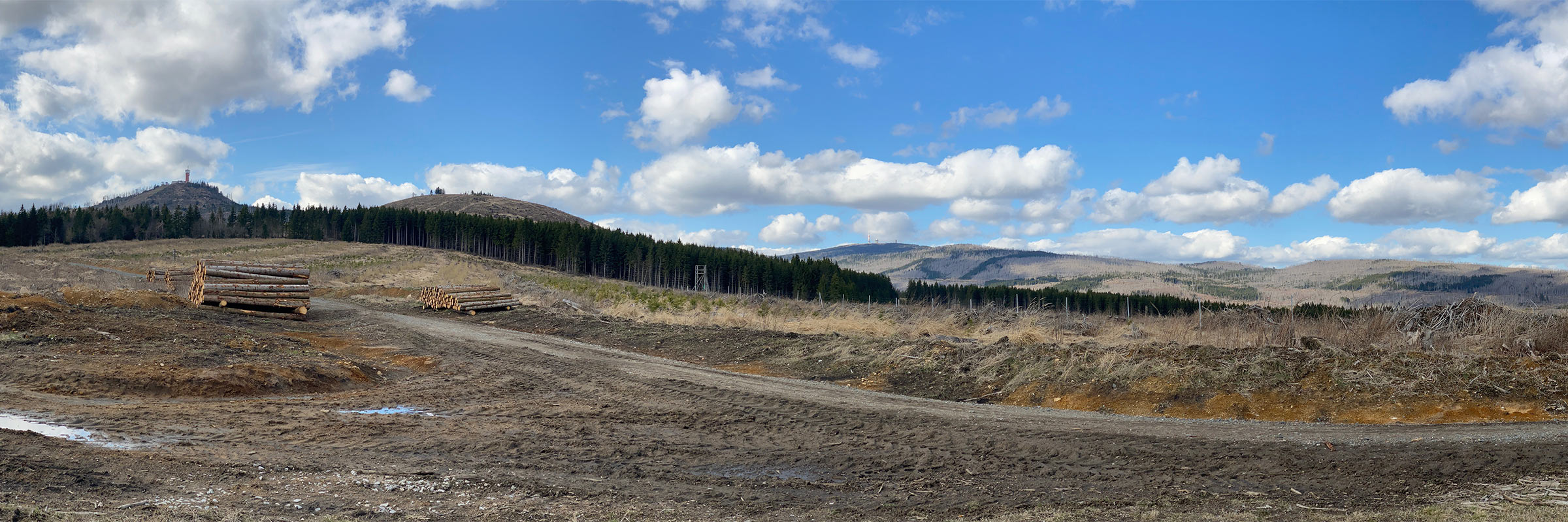 Osterwanderung Grünes Band 2026: Harz: Ulmer Weg: Blick zum Wurmberg, Großer Winterberg und Brocken (Foto: Andreas Kuhrt)
