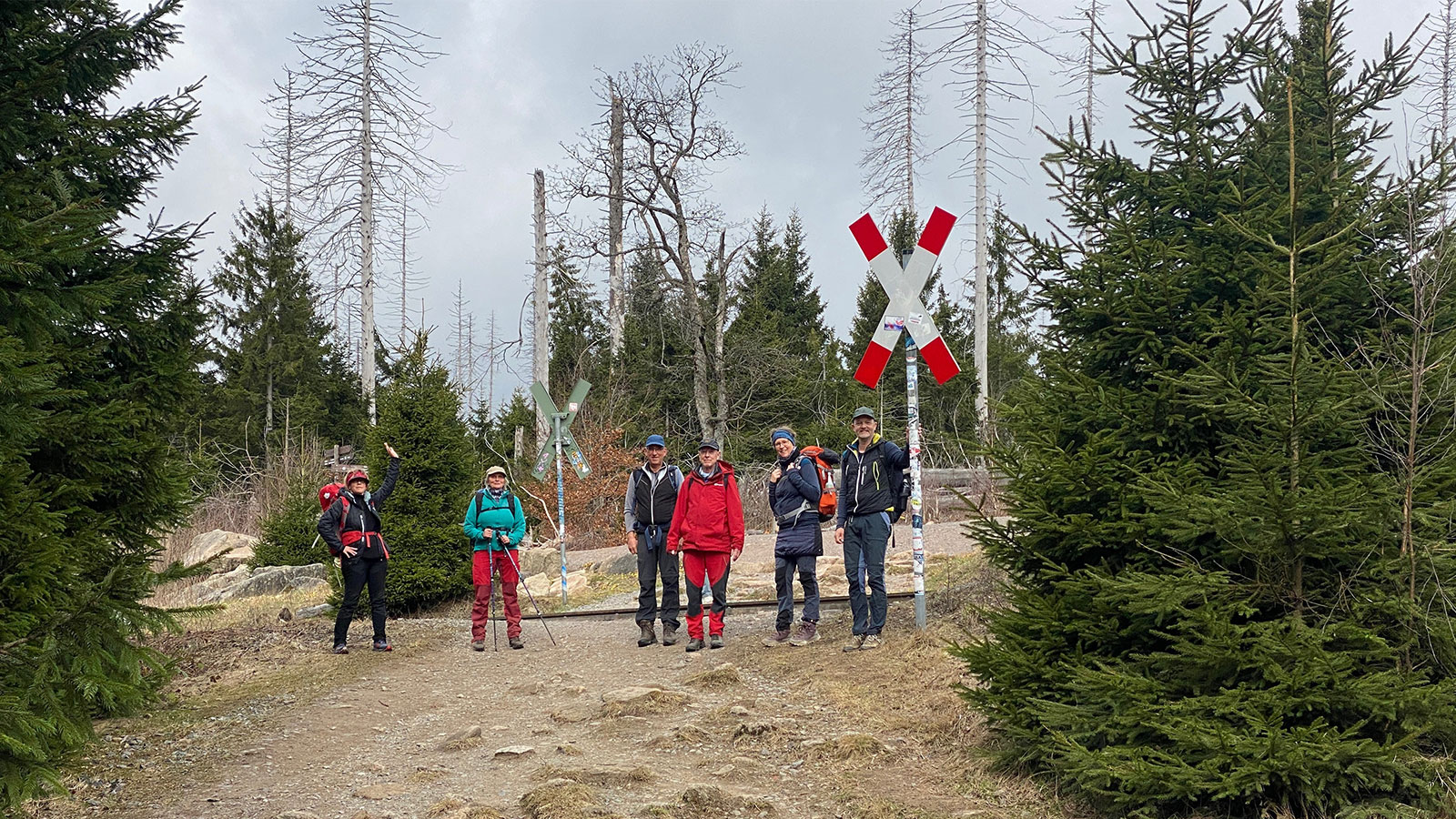 Osterwanderung Grünes Band 2026: Harz: Aufstieg zum Brocken: Alte Bobbahn Brockenbahn-Übergang (Foto: Andreas Kuhrt)