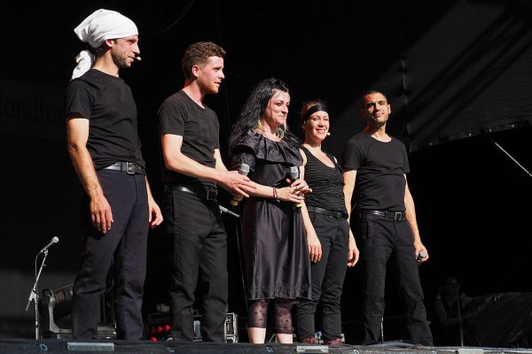 Humanophones: Rémi Leclerc, Joris Le Dantec, Frédérika Alésina, Quelen Lamouroux & Habib Julien WAB . Rudolstadt-Festival 2017 (Foto: Manuela Hahnebach)