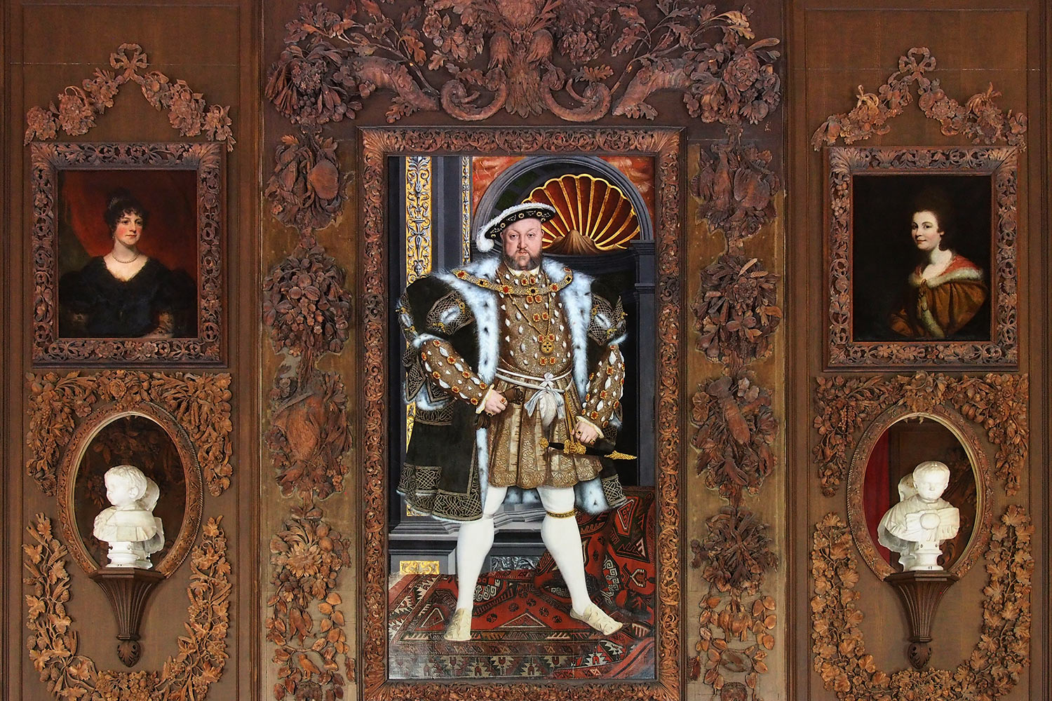 EM086963-mh--2016-08-11-suedengland-petworth-house-carved-room-gemaelde-heinrich-8-nach-hans-holbein-d-j "König Heinrich VIII." (1669, Remigius van Leemput, Kopie nach Hans Holbein dem Jüngeren) . Carved Room . Petworth House . Sussex . Südengland (Foto: Manuela Hahnebach)