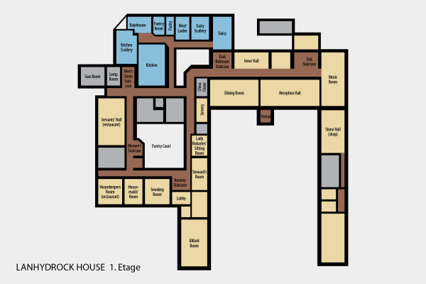 Lanhydrock House . 1. Etage . Zimmerplan
