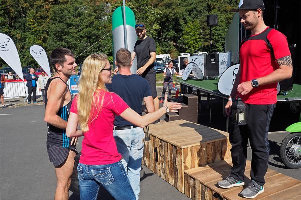 Südthüringentrail 2018 . Siegerehrung: Wichteltrail m: 1. Alexander Bauer, 2. Thomas Puhl, 3. Benjamin Keiderling