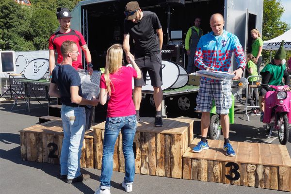 Südthüringentrail 2018 . Siegerehrung: Wichteltrail Men: 2. Benjamin Keiderling, 1. Thomas Puhl, 3. Jörg Schubert