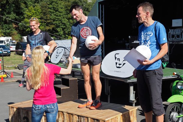 Südthüringentrail 2018 . Siegerehrung: Wichteltrail Master Men: 2. Michael Cebulla, 1. Alexander Bauer, 3. Robert Meißner