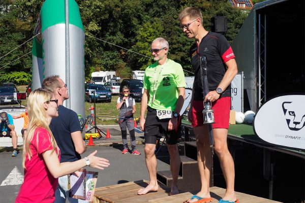 Südthüringentrail 2018 . Siegerehrung: Riesentrail Senior Master Men: 2. Olaf König, 1. Holger Kessler