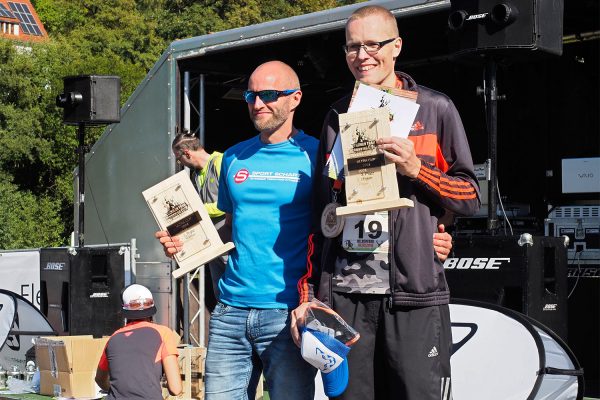 Südthüringentrail 2018 . Siegerehrung: German Trailrunning Cup: Ultra Cup Männer: 1. Frank Rothe, 3. Marcel Bilek