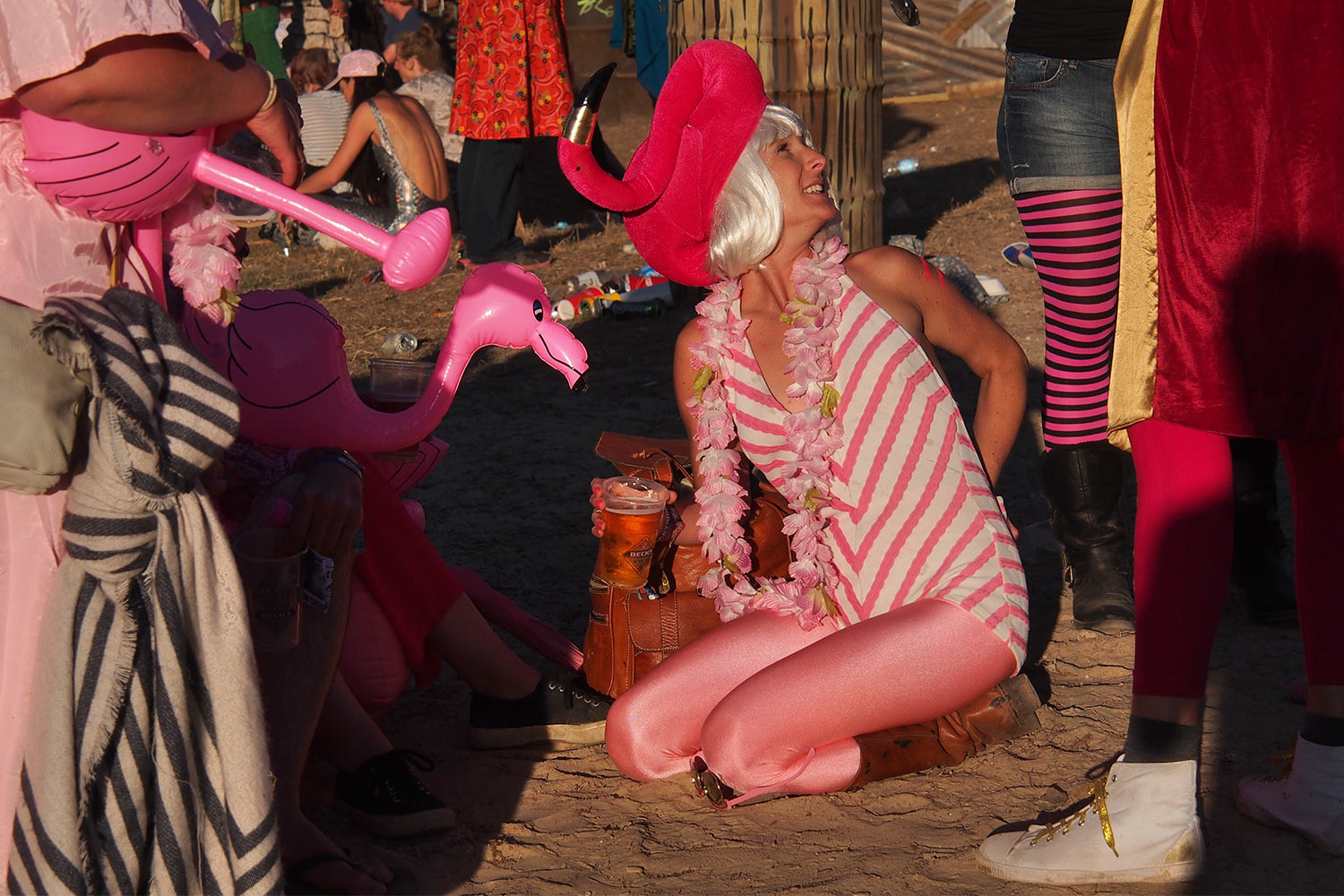 P0055173-2016-08-13-suedengland-boomtown Flamingos . Boomtown Fair . bei Winchester . Hampshire . Südengland (Foto: Andreas Kuhrt)