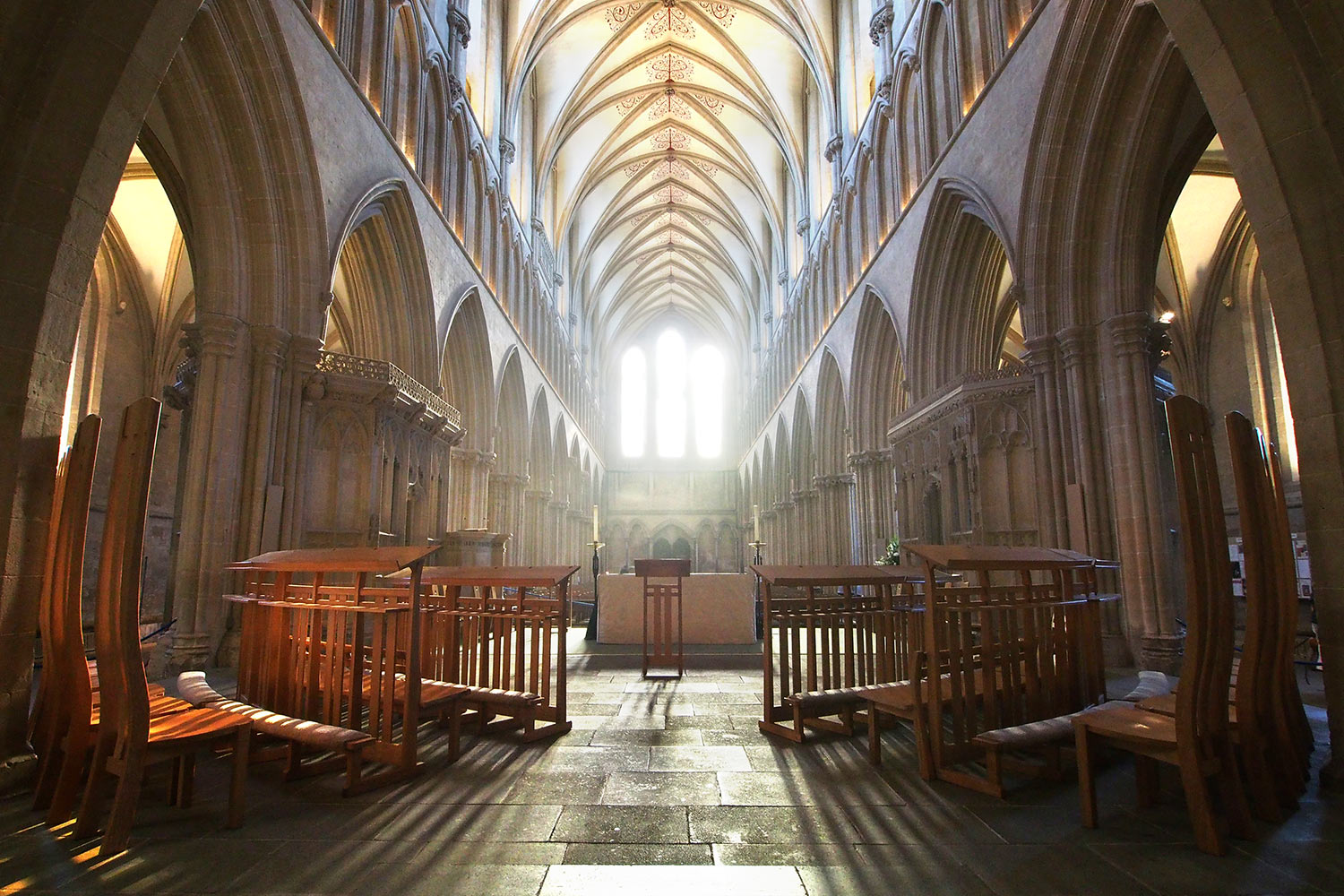 Langhaus der Wells Cathedral St. Andrew . Somerset . Südengland (Foto: Andreas Kuhrt)
