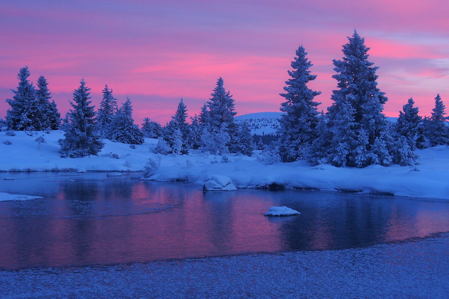Winterabend im Norden . bei Sjusjøen . Norwegen (Foto: Andreas Kuhrt 2016)