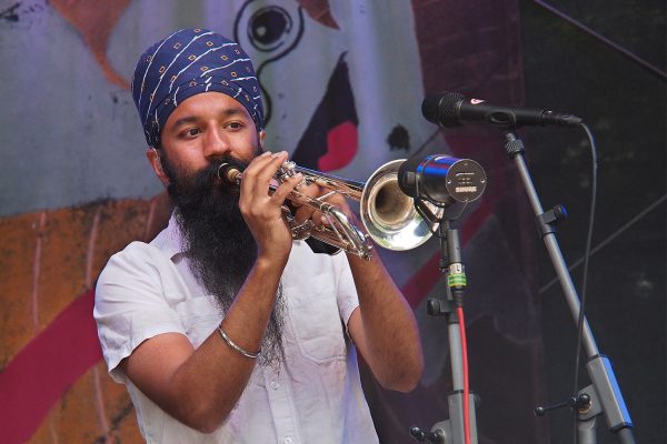 Red Baraat: Sonny Singh . Rudolstadt-Festival 2018 (Foto: Andreas Kuhrt)