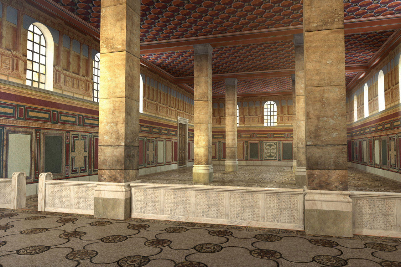 aquileia-basilica-constantiniana-nordhalle-visualisierung-fondazioneaquileia.it Aquileia: Basilica Constantiana: Nordhalle (3D-Animation: altair4multimedia.it, Quelle: fondazioneaquileia.it)