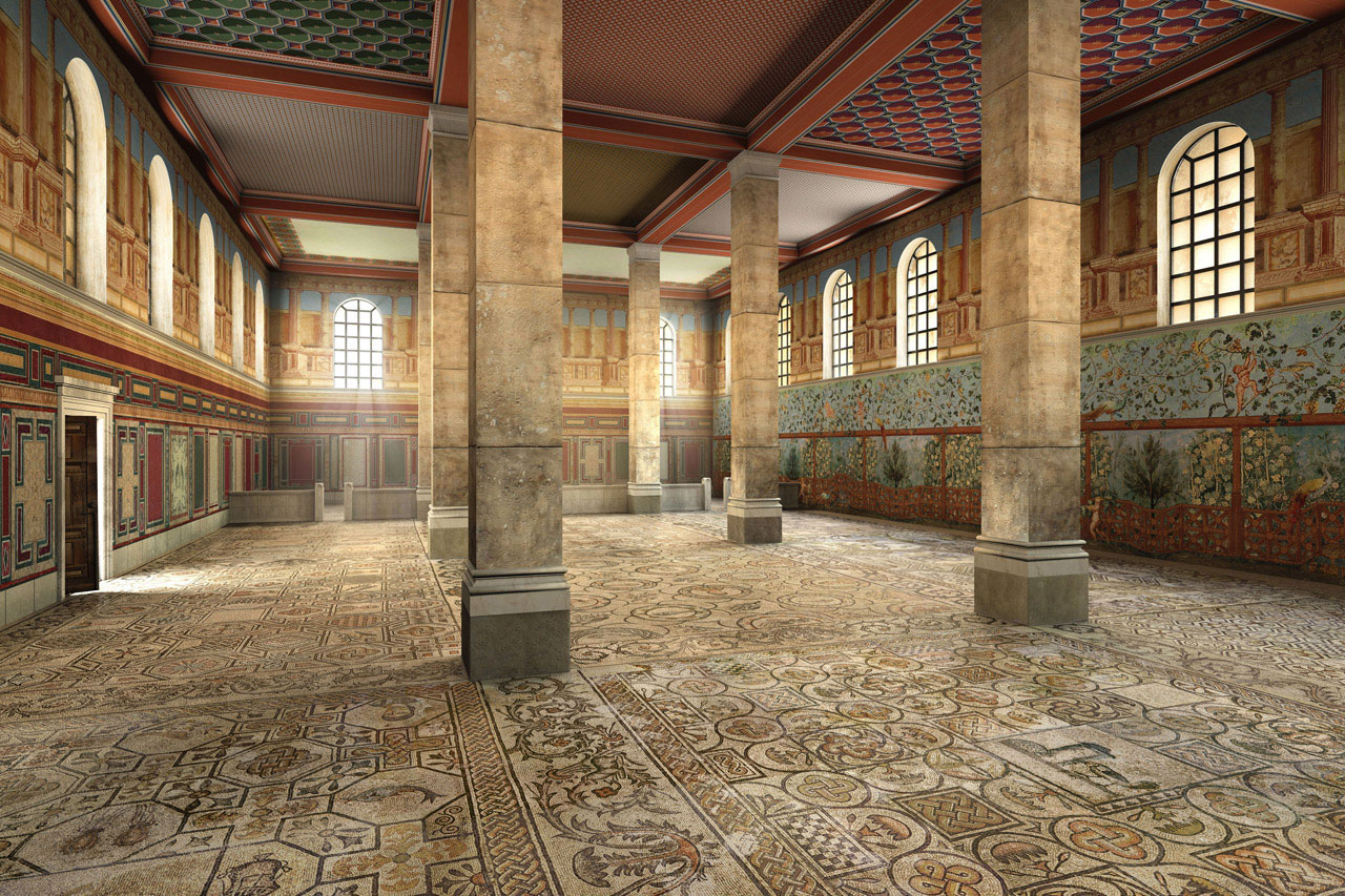 aquileia-basilica-constantiniana-suedhalle-2-visualisierung-fondazioneaquileia.it Aquileia: Basilica Constantiana: Südhalle (3D-Animation: altair4multimedia.it, Quelle: fondazioneaquileia.it)