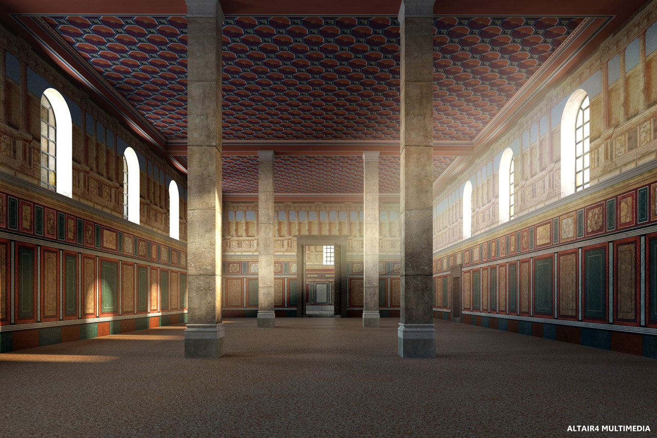 aquileia-basilica-constantiniana-uebergangssaal-visualisierung-fondazioneaquileia.it Aquileia: Basilica Constantiana: Übergangssaal (3D-Animation: altair4multimedia.it, Quelle: fondazioneaquileia.it)